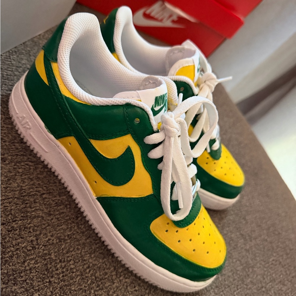Nike Green and Yellow Sneakers hand painted